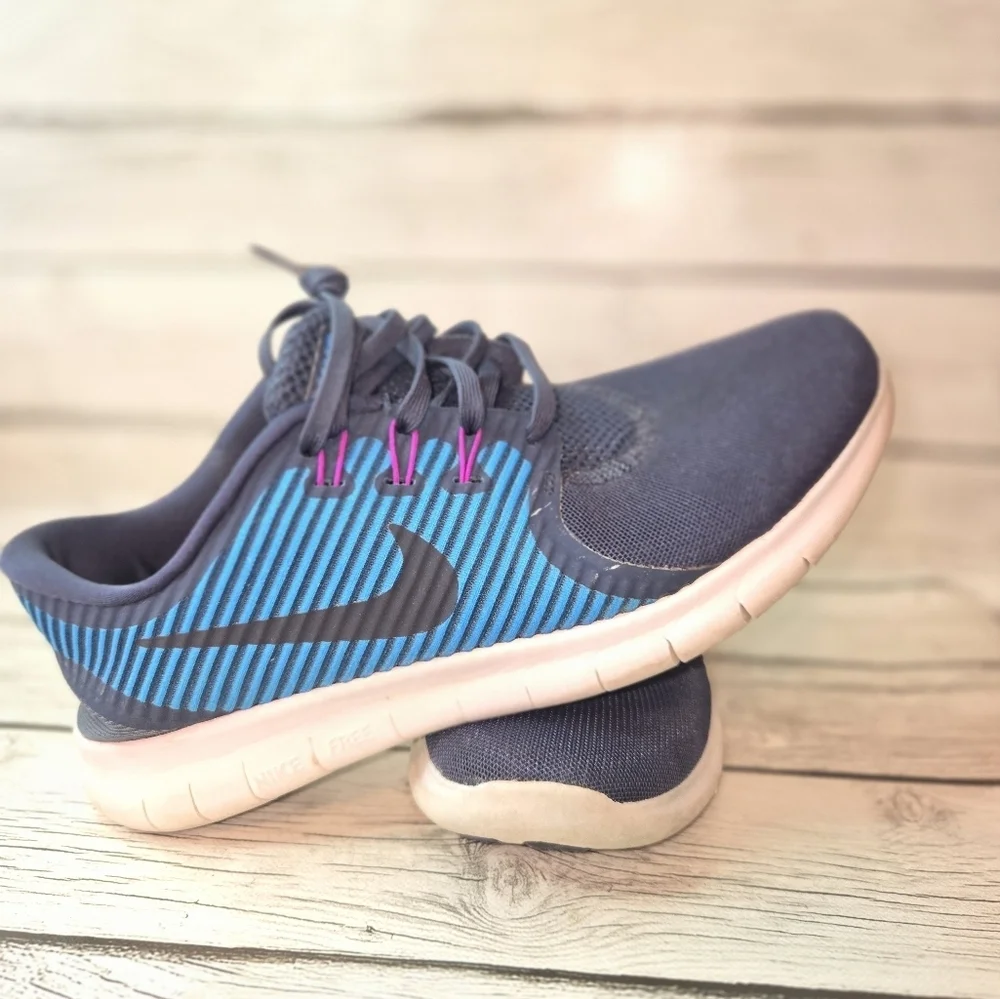 Pre-owned Womens NIKE FREE RN CMTR Blue Running Trainers 831511 400